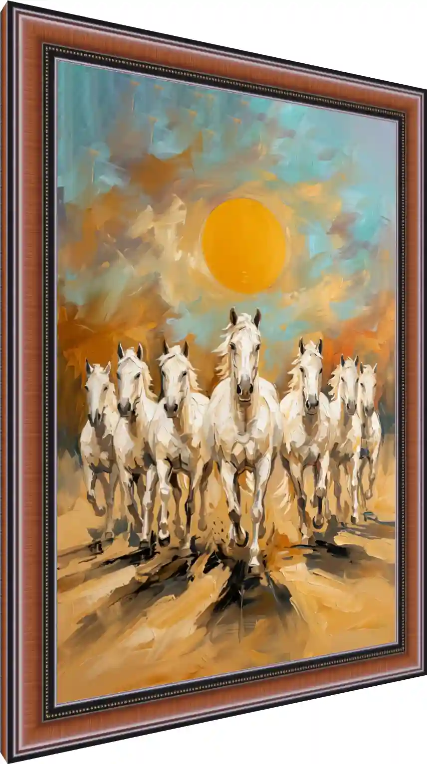 Abstract Seven Horses Running Portrait — photo frame preview | PrintPosters.in